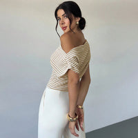 Short-sleeve Office-style Versatile Fitted Knit Top T-shirt