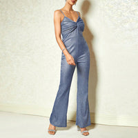 Women's Fashion Sequined Pleated Sling Backless Jumpsuit