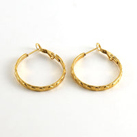 Round Embossed Heart Stainless Steel Earrings