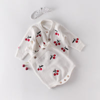 Girl Cherry Embroidered Blouse  Ha Skirt