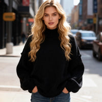 Women's Semi-high Neck Solid Color Knitted Sweater