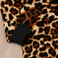 Coral Velvet Leopard Print Long-Sleeved T-Shirt And Trousers Two-Piece Suit