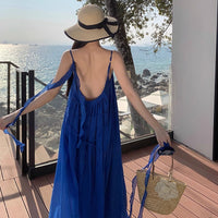 Strap Dress Women's Elegant Loose-fit Backless