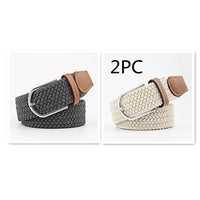 Women's Canvas Belt Student Pants Casual Stretch Braided Needle Buckle