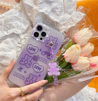 Cute Purple Transparent Bear Suitable Mobile Phone Case