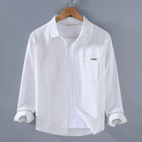 Pocket Pure Cotton Shirt Men's Long Sleeve Retro