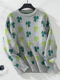 Drizzle Clover Jacquard Pullover Women's Sweater