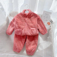 Fleece Lined Padded Warm Keeping Home Wear Two-piece Set