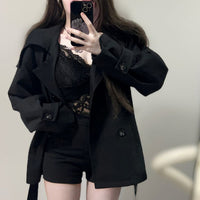 Fashion Short Black Double Breasted