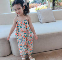 New Girl's Cute Floral Vest And Anti-mosquito Pants Two-piece Set
