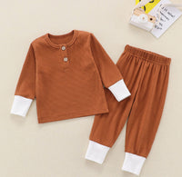 Baby Home Wear Cotton Sunken Stripe Two-piece Suit