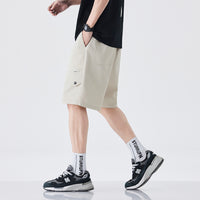 Summer Ice Silk Cotton Cool-Feel Mens American-Style Retro Straight-Edge Work Shorts For Outdoors