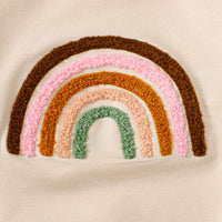 Children's Four-color Towel Embroidery Rainbow Long-sleeved Shirt Fake Drawstring Trousers Two-piece Set