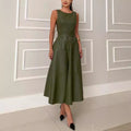 Sleeveless Casual Jumpsuit Leather Skirt Loose Party Zipper Women