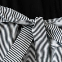 V-neck High-waisted Black-and-white Patchwork Dress