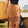 Women's Fashion Rivet Detail Tassel Hem A-line Skirt