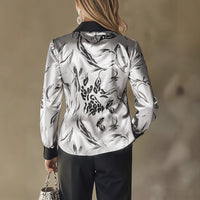 Women's Long-sleeve Shirt With Face-button Print