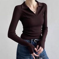 Womens Fashionable Vintage Slim-Fit Knit Sweater