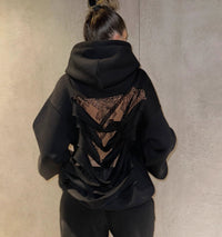 Women's Sexy See-through Mesh Patchwork Hoodie