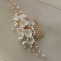 Ceramic Flower Hair Comb Bride Simplicity