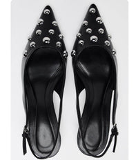 Women's Shoes Low-cut Pointed-toe Rivet-decorated Stilettos