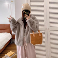 Short Artificial Mink Hair Fur Coat For Women