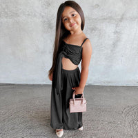 Fashion Spring And Summer New Girls Hanging Neck Off Two Piece Suit