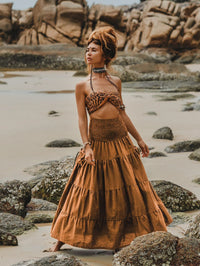 Casual Women Bohemian Loose Solid Skirt