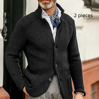 Fashion Men's Casual Long-sleeved Knitted Cardigan Stand Collar Sweater