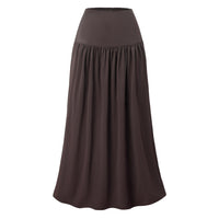 Womens Cotton Pocketed Skirt High-Waisted Elasticated Back Long Dress