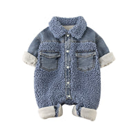 Baby Outing Denim Onesie Cute Long Sleeve Suit