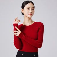 Machine Washable 60 Seamless Bottoming Shirt Round Neck Wool Sweater For Women