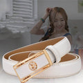 Women's Leather Automatic Buckle Decorative Thin Belt