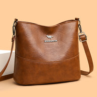Multi-layer Soft Leather Bucket Large Capacity Women's Shoulder Messenger Bag