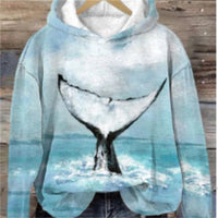 White Hooded Cardigan Coat Sweatshirt Loose Draping Effect Lazy