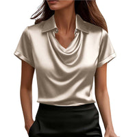 Fashionable Solid-Color Casual Lapel Collar Button-Down Short-Sleeve Shirt