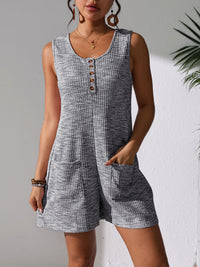 Casual Button Pocket Vest Jumpsuit For Women