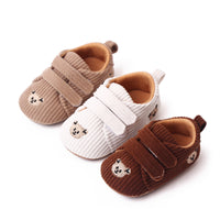 Embroidered Little Bear Baby Shoes Double Velcro Striped Children's Shoes Toddler Shoes