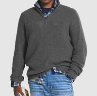 Men's Business Casual Loose Zip Stand Collar Sweater