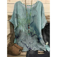 Loose Casual Print Round Neck T-shirt For Women