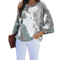 Arrival Long-Sleeve Loose Tie-Dye Gradient-Color Printed T-Shirt