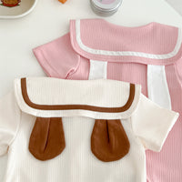Baby Bear Rabbit Ear Jumpsuit Summer Sunken Stripe Cotton Going Out Clothes