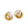 French Enamel Pearl Earrings  Light Luxury, Exquisite & Minimalist Niche Design Stud Earrings