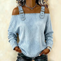 Women's Off-shoulder Strap Long-sleeve Top