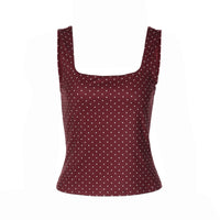 Printed Slim Fit U Neck Cropped Sleeveless Top