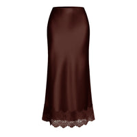 High-waisted Elastic Waist Elegant Sheath Maxi Skirt