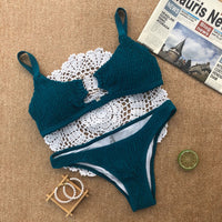 Hot Selling Solid Color Pleated Cutout Bikini