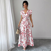 A-line Dress With Lace-up Details And Short Sleeves