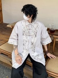 Chinese-style Zhongshan Suit Tang Suit Mandarin-button Ice-silk Short-sleeve Shirt