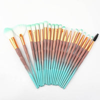 20 fiber eye group suit multicolor eye shadow set brush plating plastic handle beauty tools